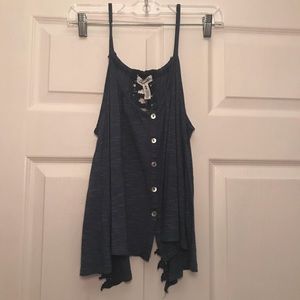 blue button-up tank